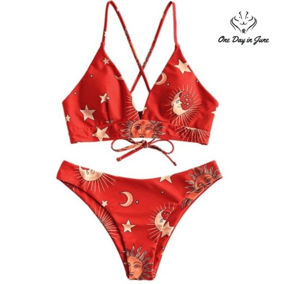 Zaful Other - Lace Up High Cut Padded Back Bikini